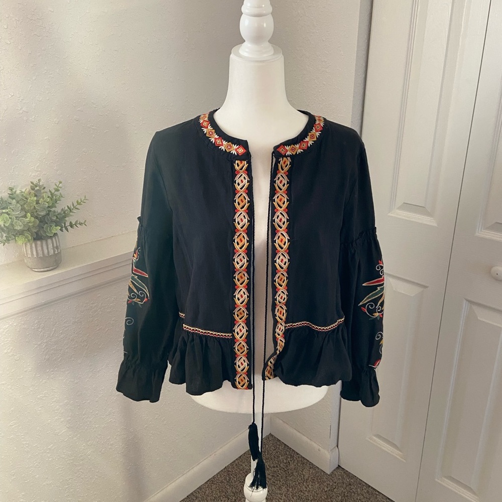 Shop Stevie Black Embroidered Jacket